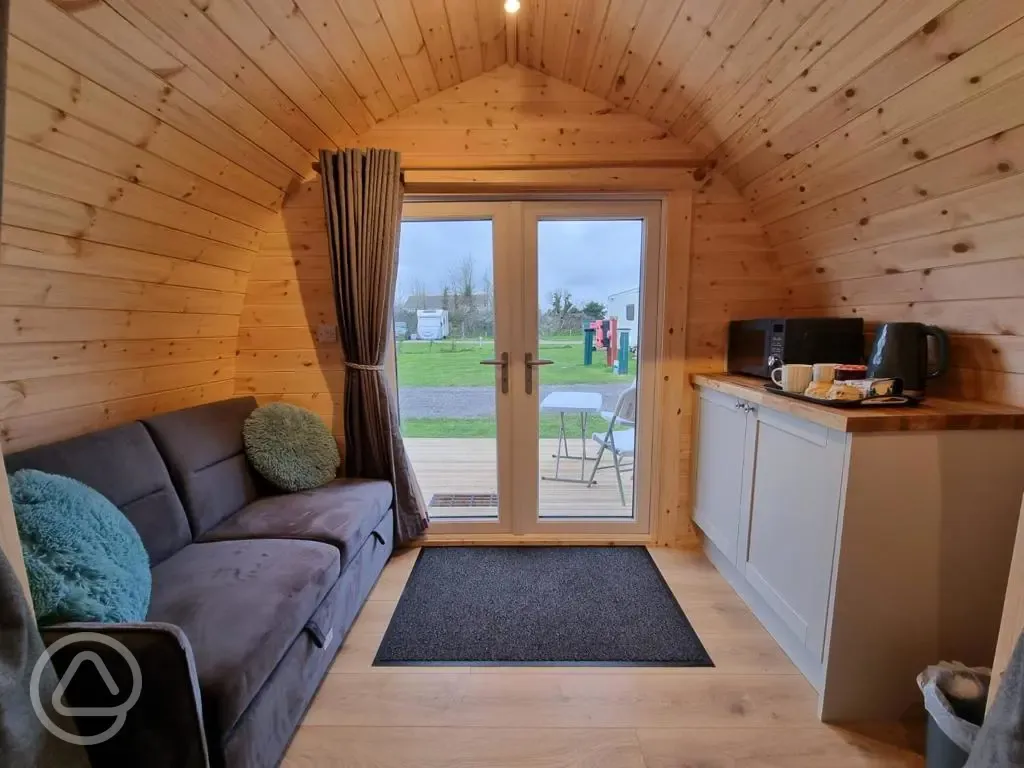 Camping pod interior