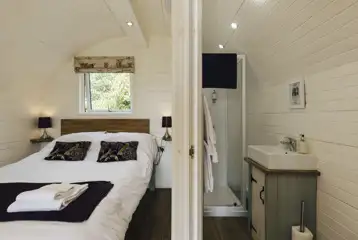 Four person pod interior and ensuite