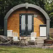 Cross Fell pod outdoor seating and fire pit at Eden Valley Glamping