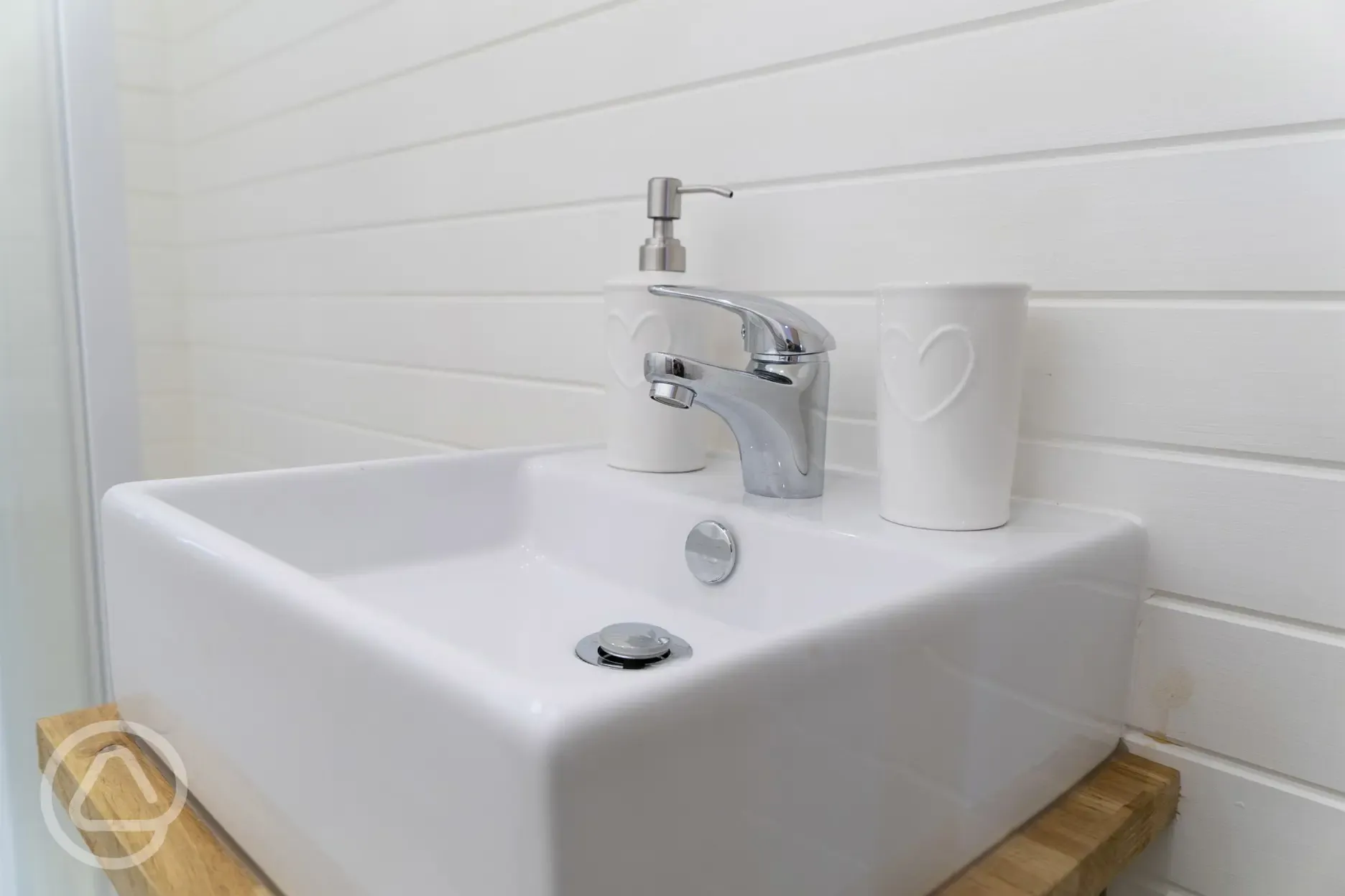 Pod ensuite bathroom sink at Eden Valley Glamping