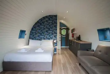 Family glamping pod interior