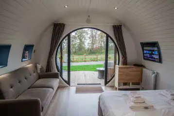 Family glamping pod interior