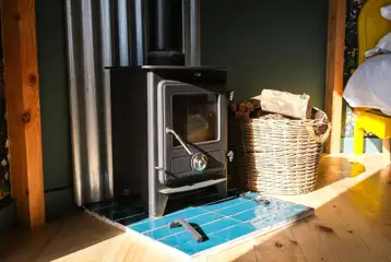 Glamping cabin wood burner