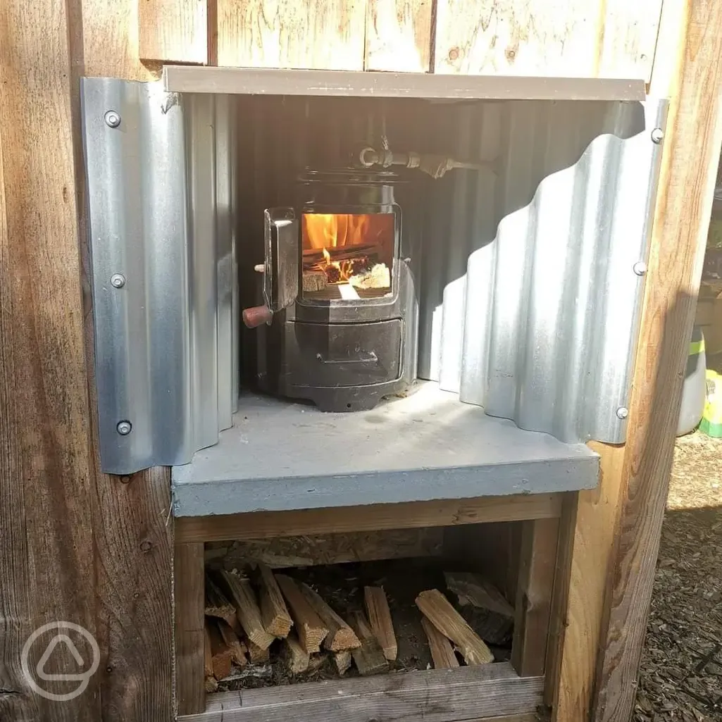 Wood-fired shower