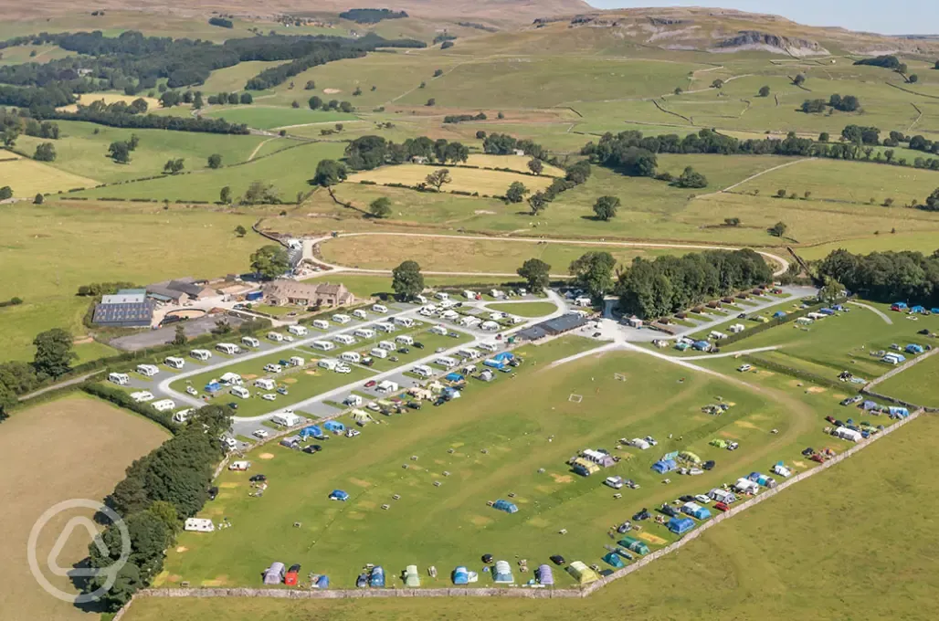 Aerial view of the campsite