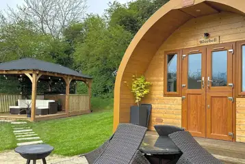 Bluebell glamping pod and gazebo seating area - pet free