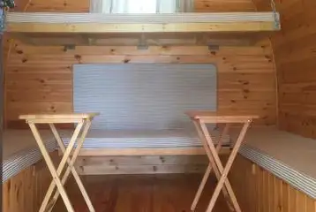 Hedgehog camping pod interior Hedgehog camping pod interior