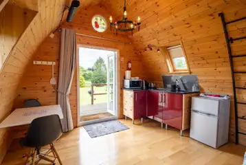 Small glamping pod interior