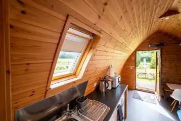 Large glamping pod kitchenette