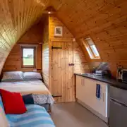 Large glamping pod interior