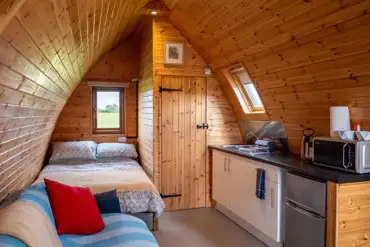 Large glamping pod interior