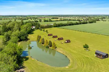 Aerial of the pods and fishing lake