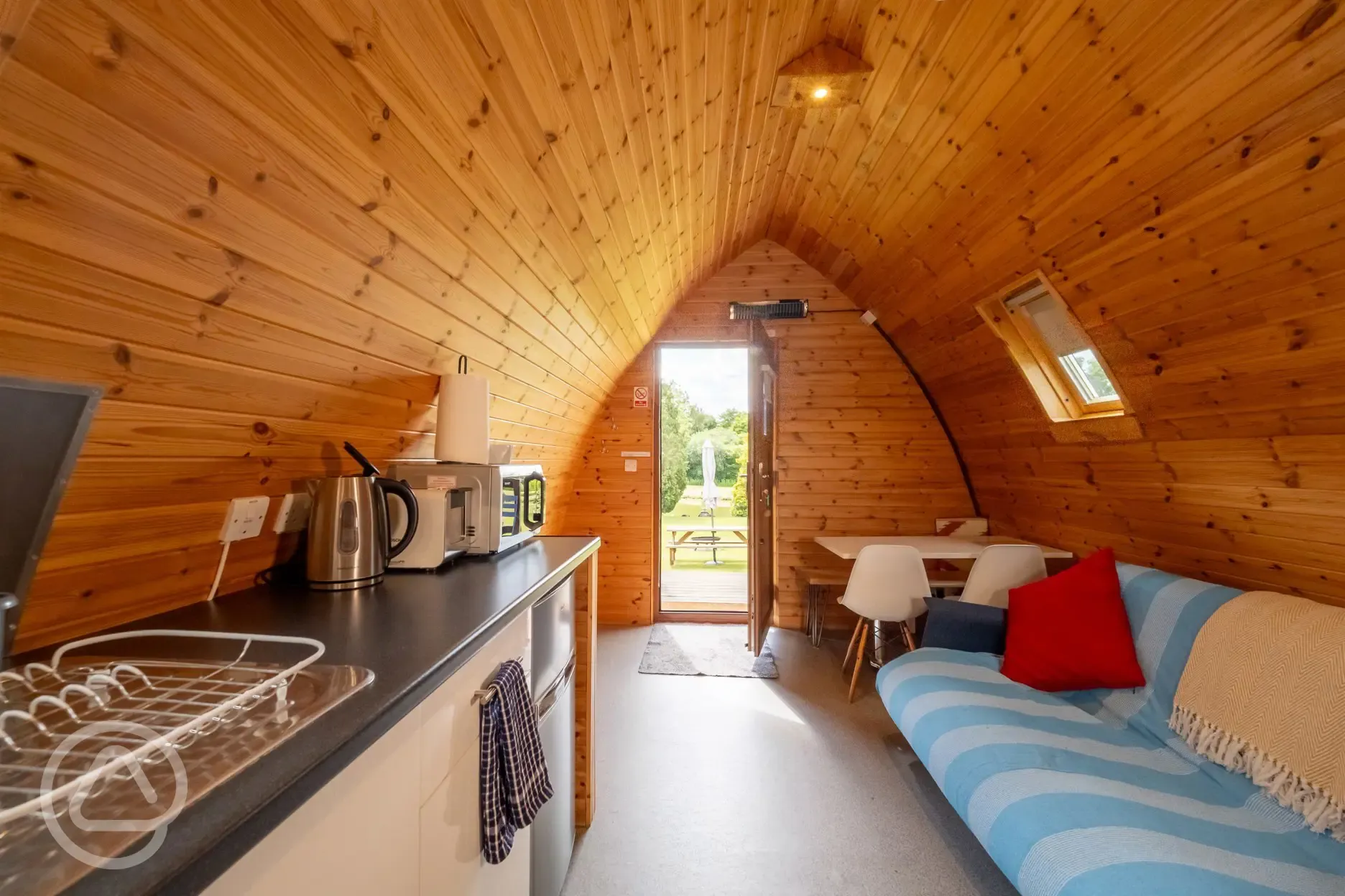 Large glamping pod interior