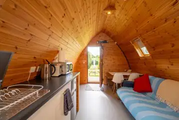 Large glamping pod interior