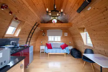 Small glamping pod interior