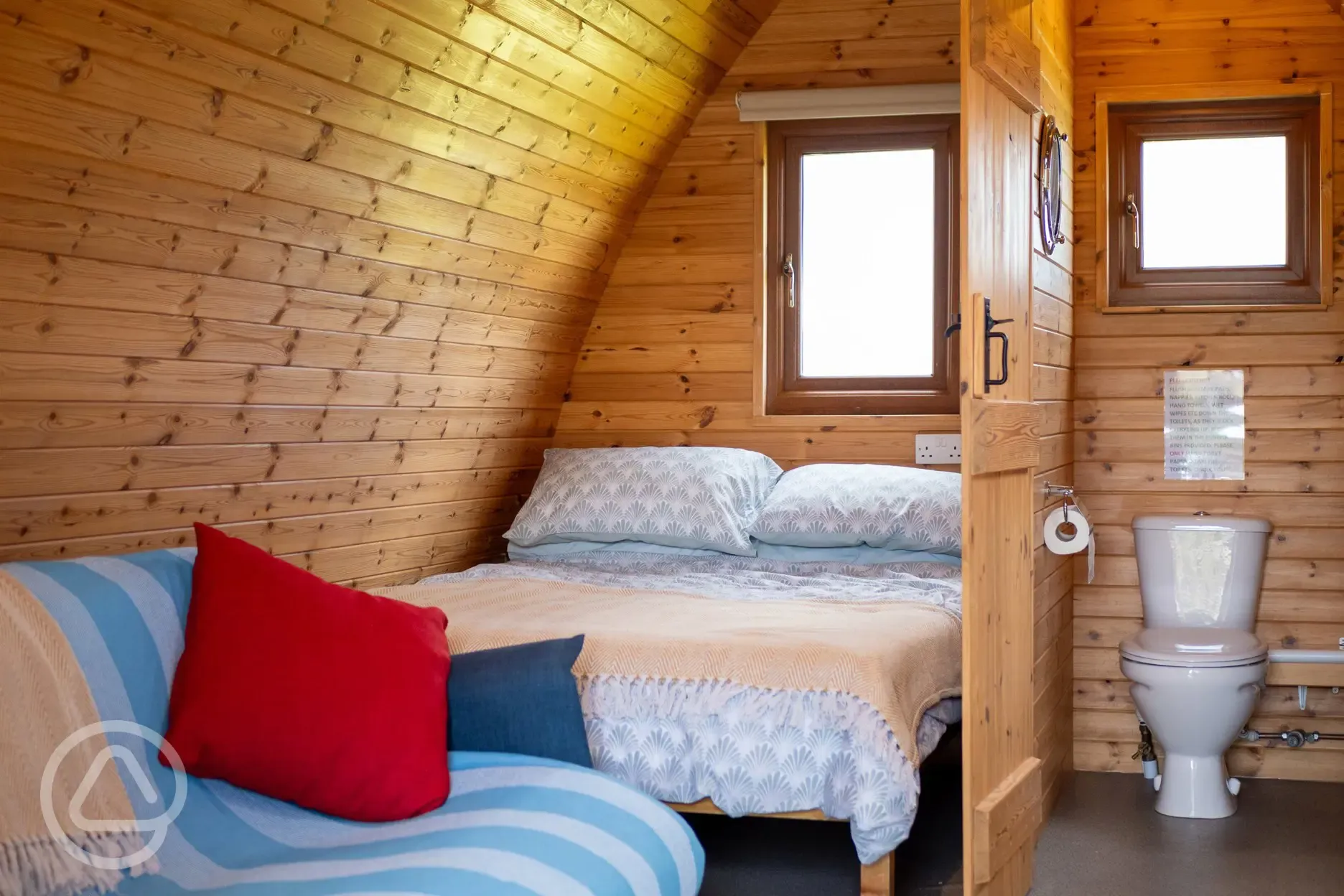 Large glamping pod interior