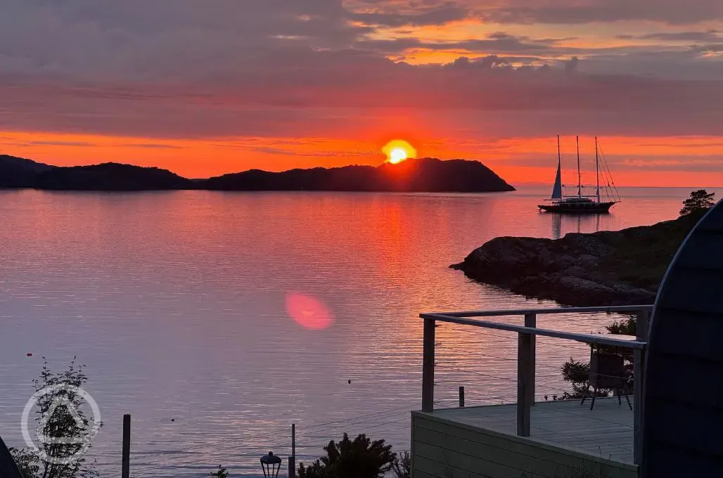 Sunset over the water