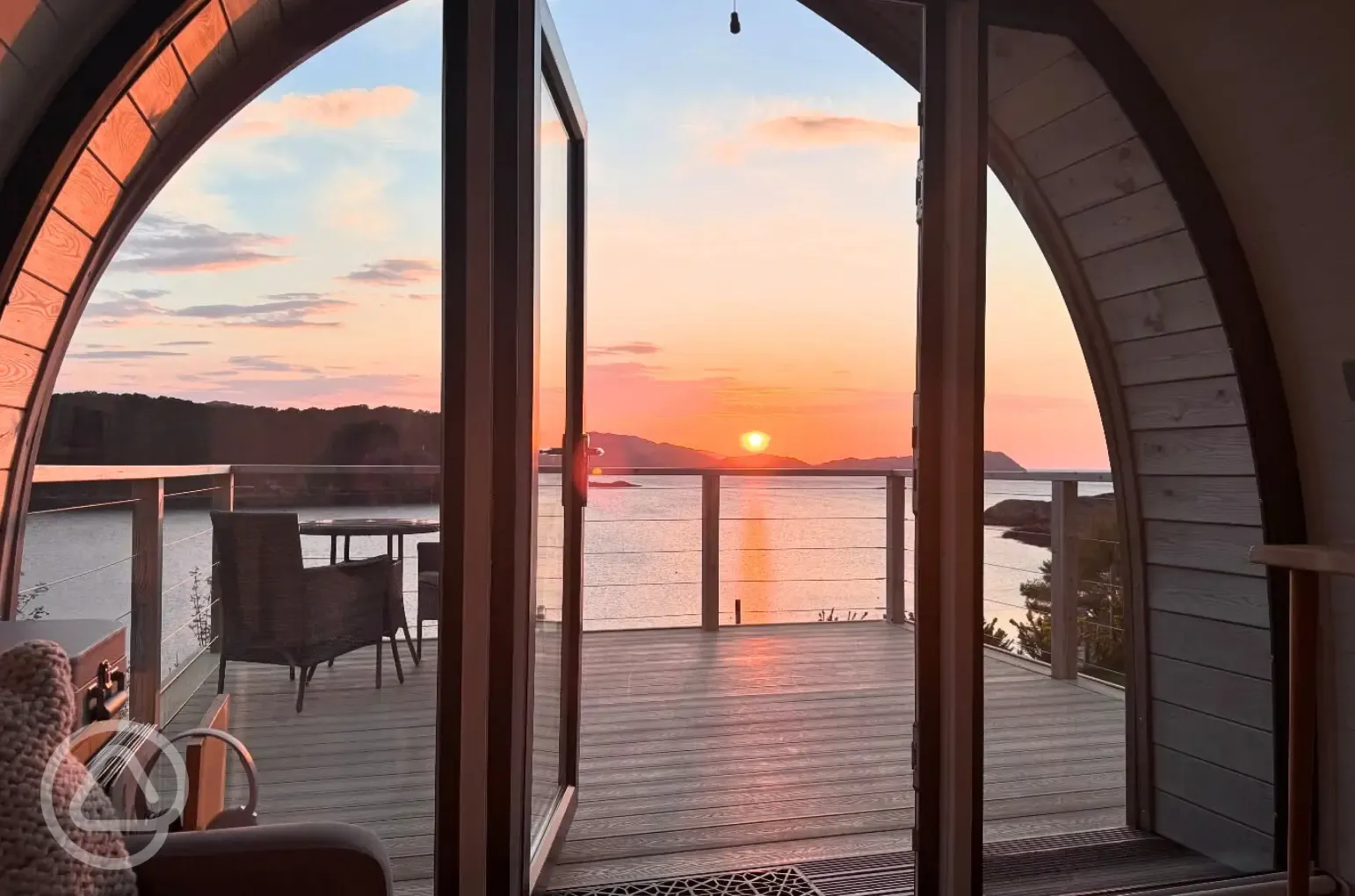 Sildvik and Sunset ensuite glamping pods with loch views at sunset