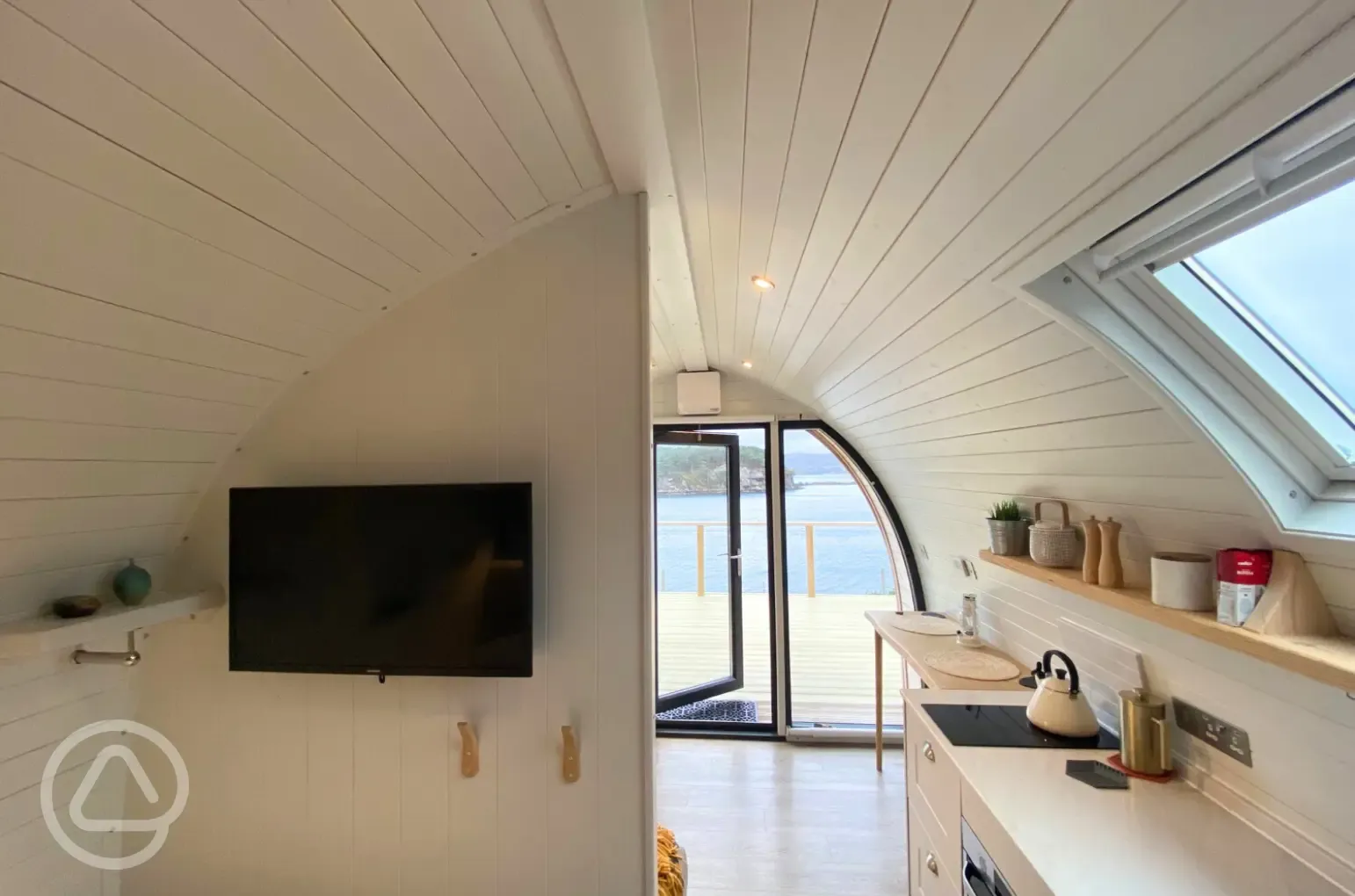 Sildvik and Sunset ensuite glamping pod interiors with a smart TV