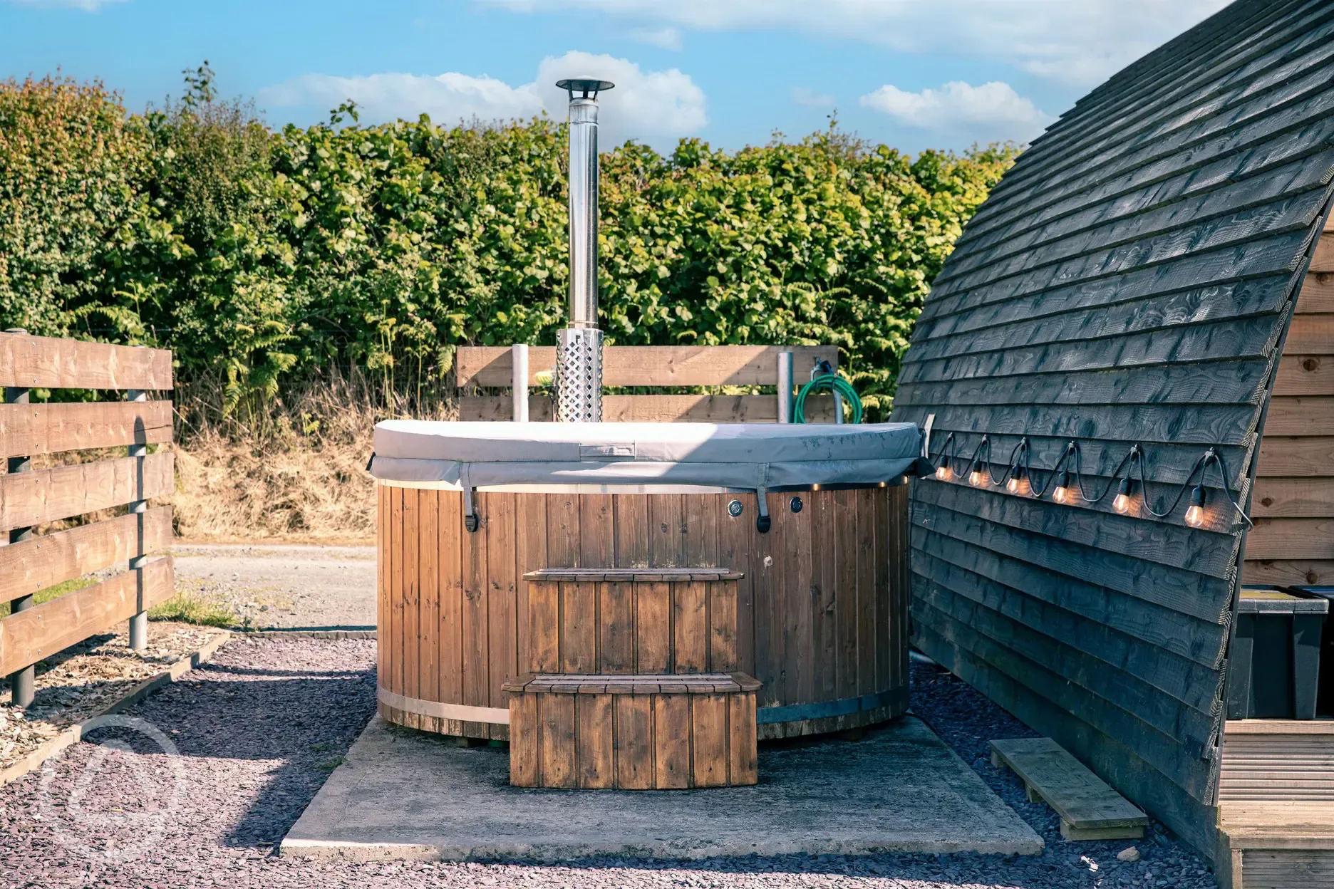 Beacons Bluff Escapes glamping pods with private wood-fired hot tubs