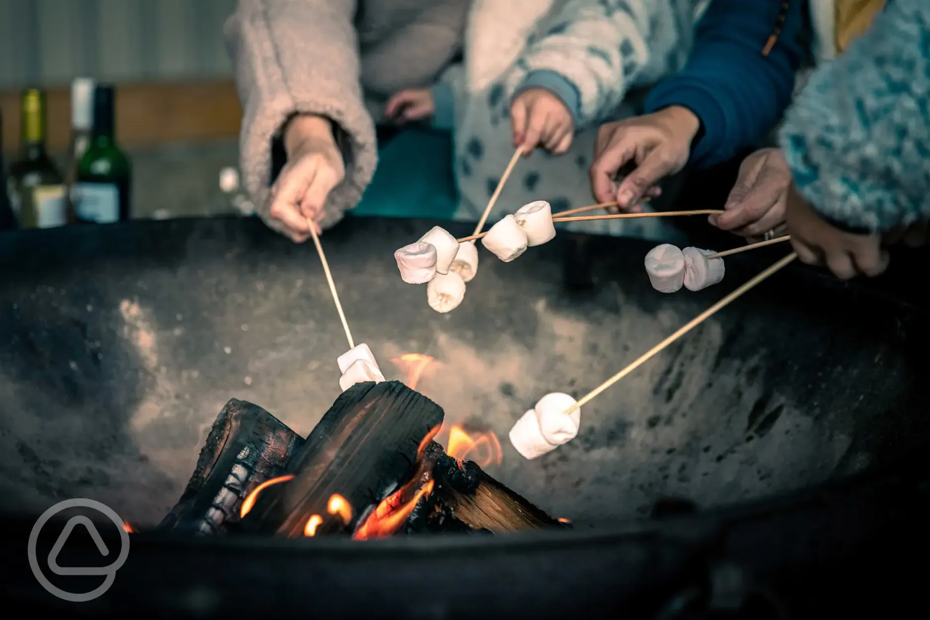 Private fire pits for marshmallow toasting