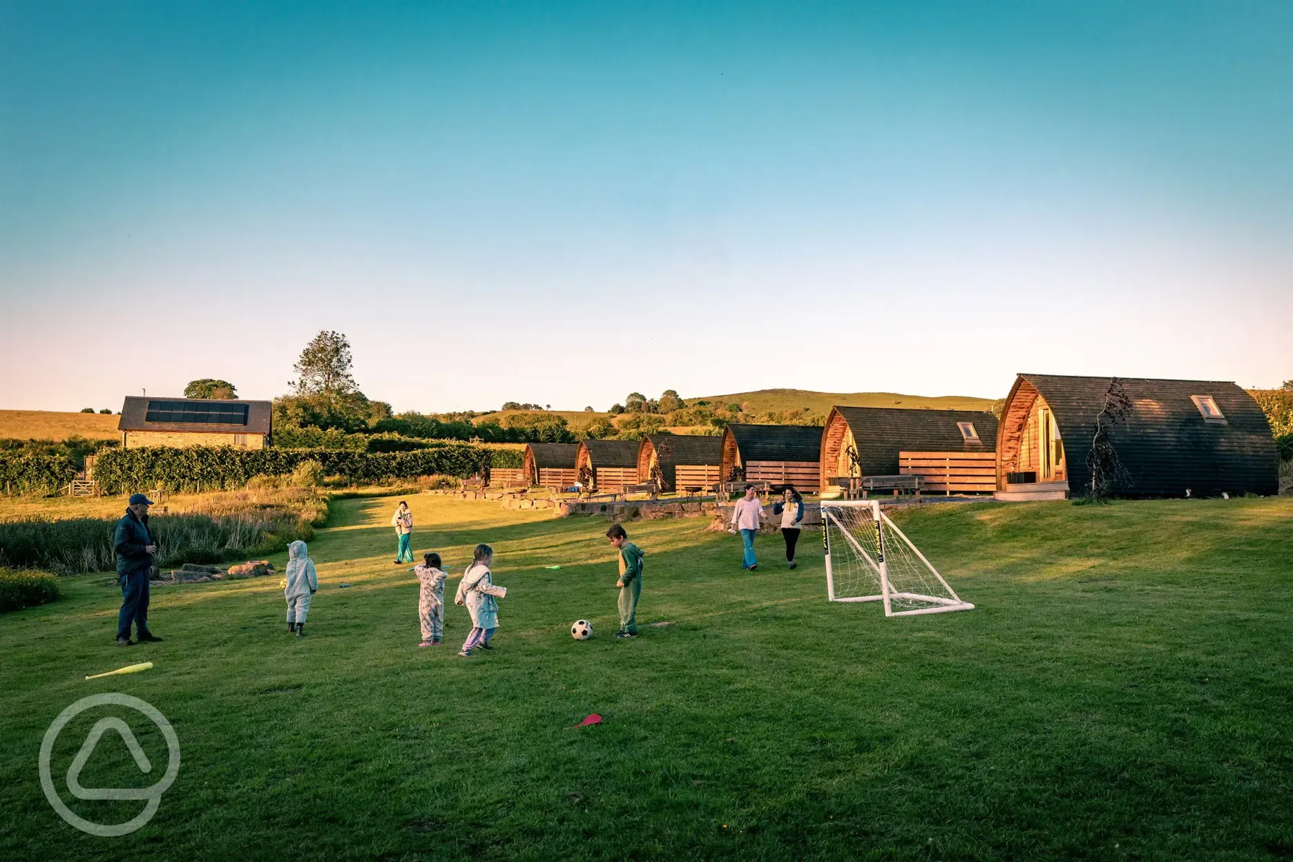 Football goals outside of the pods