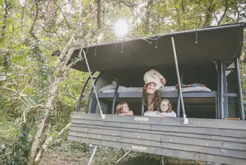 Landpod interior with lift-up roofs