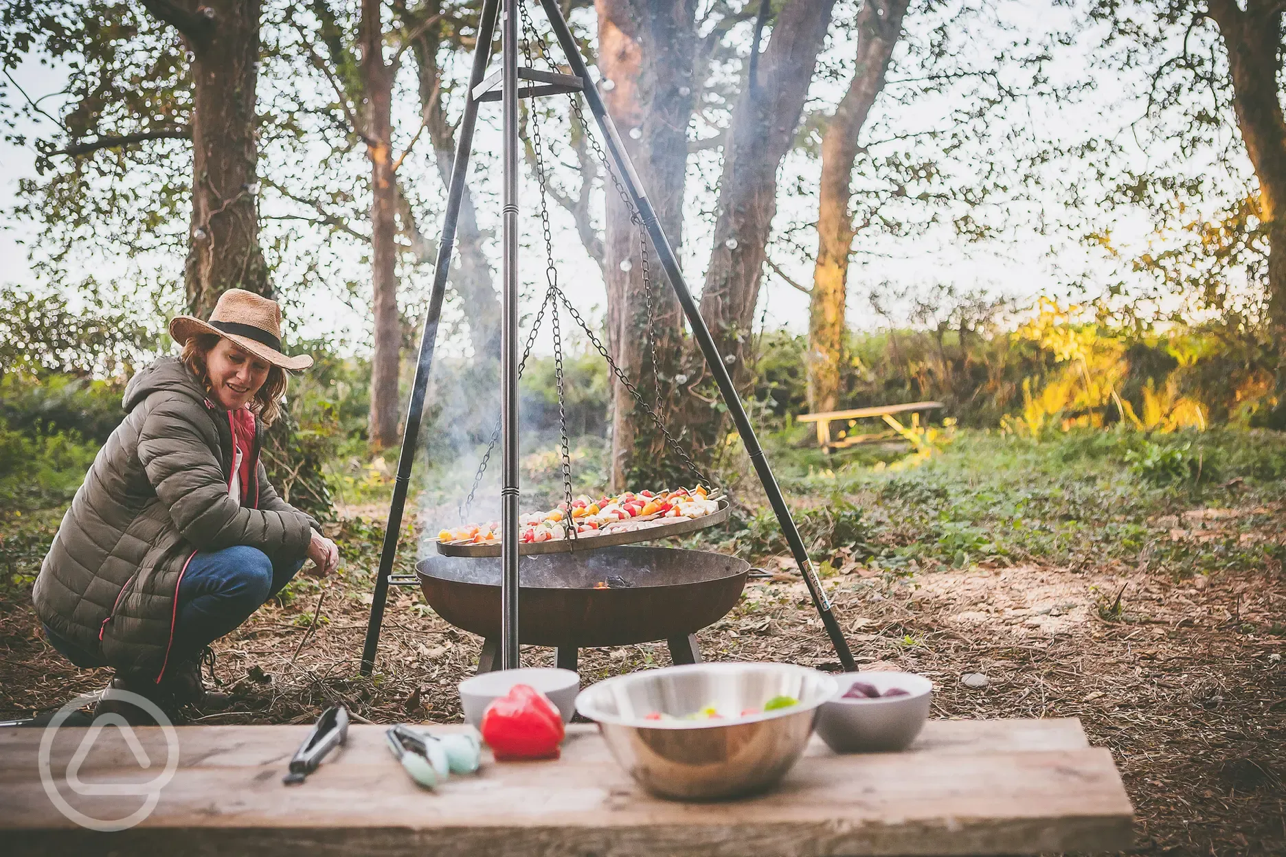 Fire pit and tripod BBQ