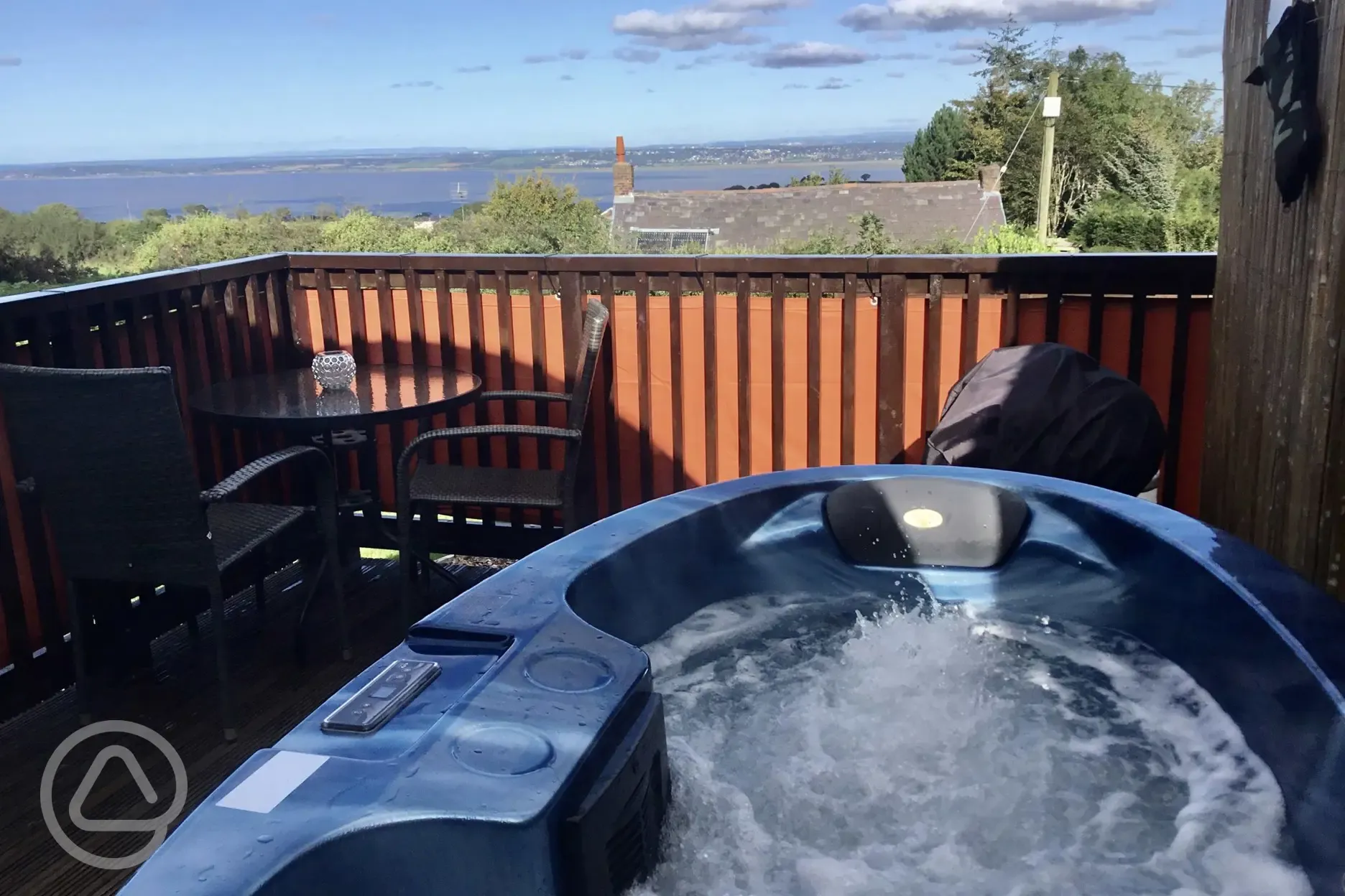 Hot tub with estuary views