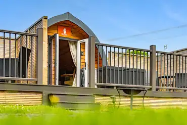 Camping pods with outdoor deck areas