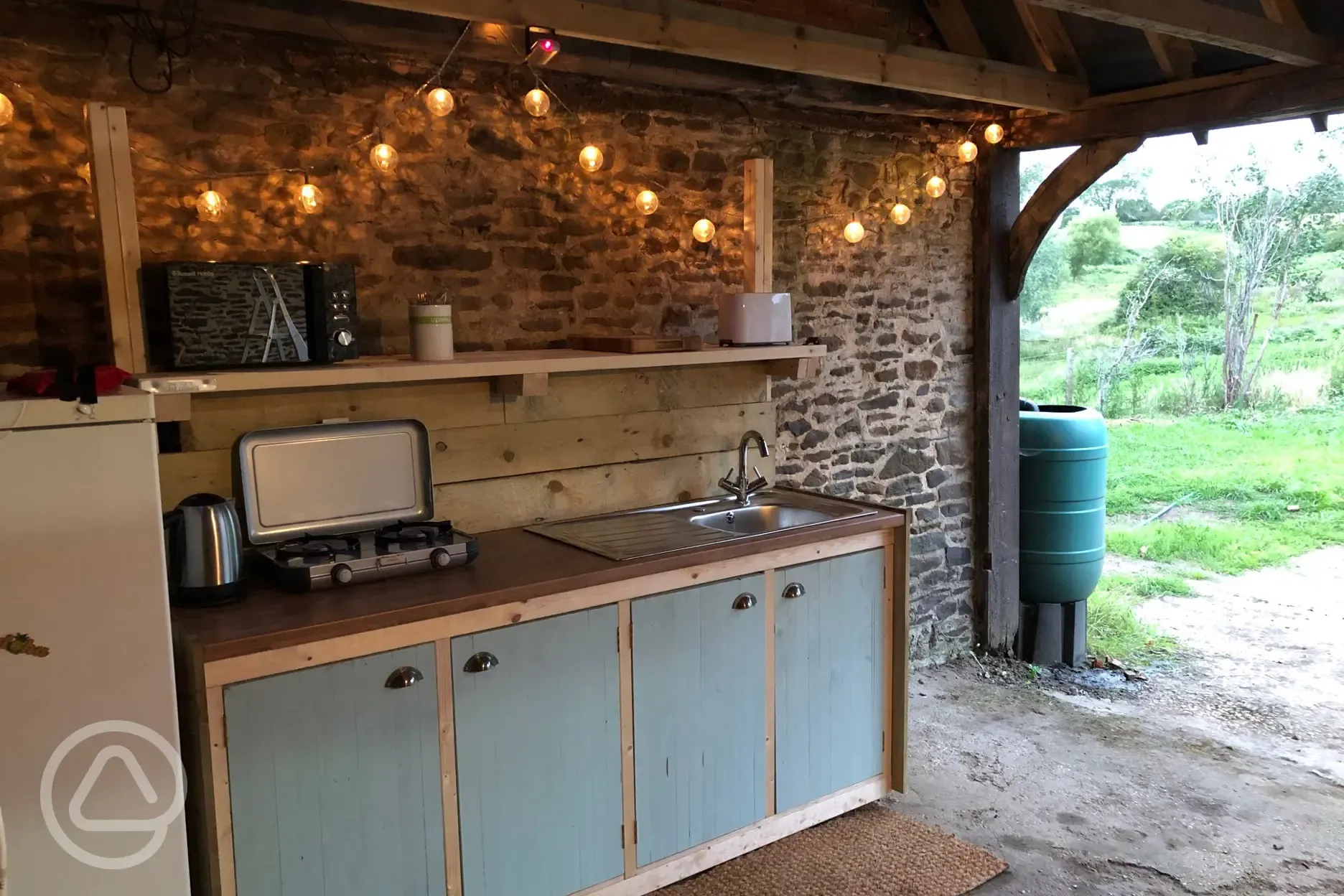 Shared glamping kitchen