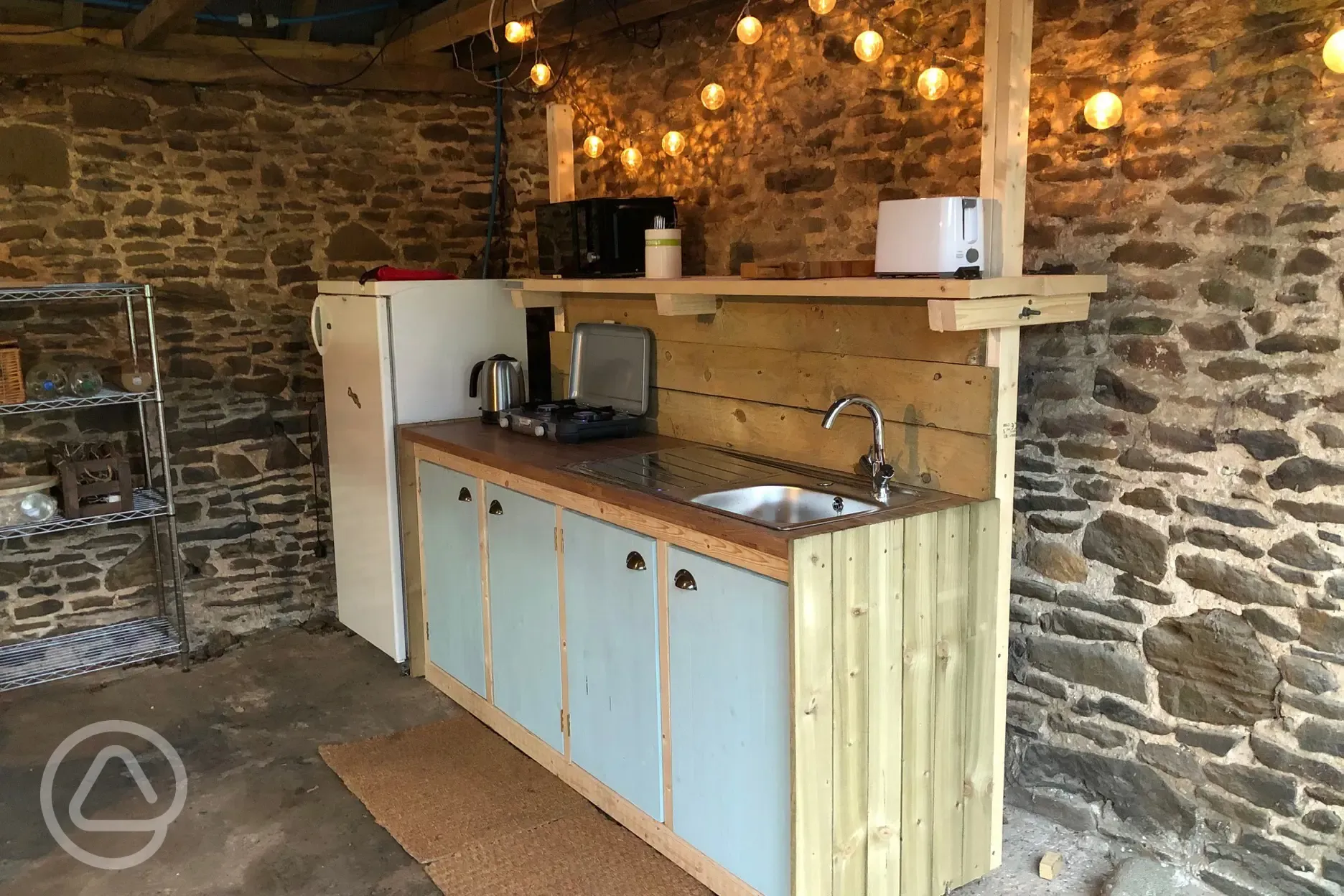 Shared glamping kitchen