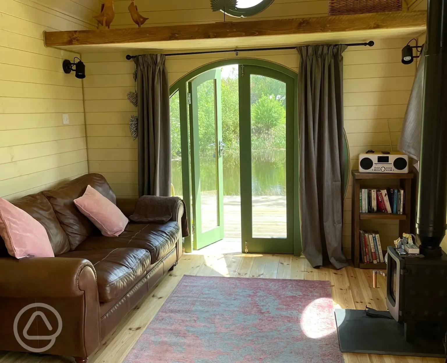 Mezzanine eco ensuite glamping pod interior