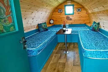 Peacock camping pod interior Peacock camping pod interior