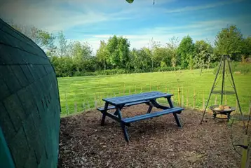 Peacock camping pod table and fire pit Peacock camping pod table and fire pit