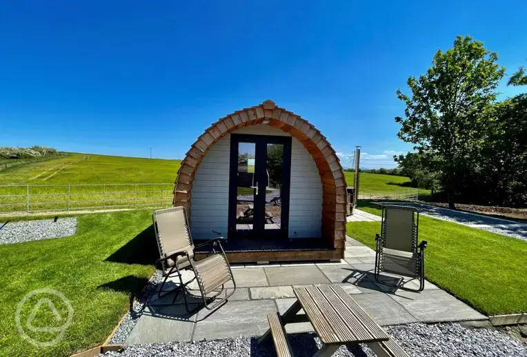 Glamping pod with hot tub