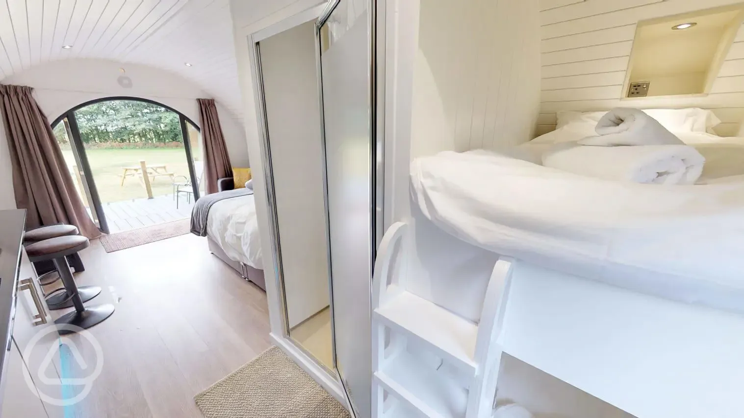 Ensuite glamping pod interior