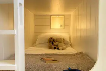 Glamping pod bunk beds with a small ladder (bedding provided) Glamping pod bunk beds with a small ladder (bedding provided)