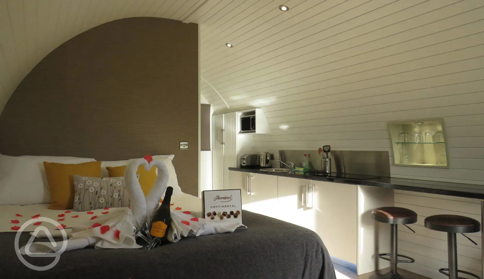 Ensuite glamping pod interior