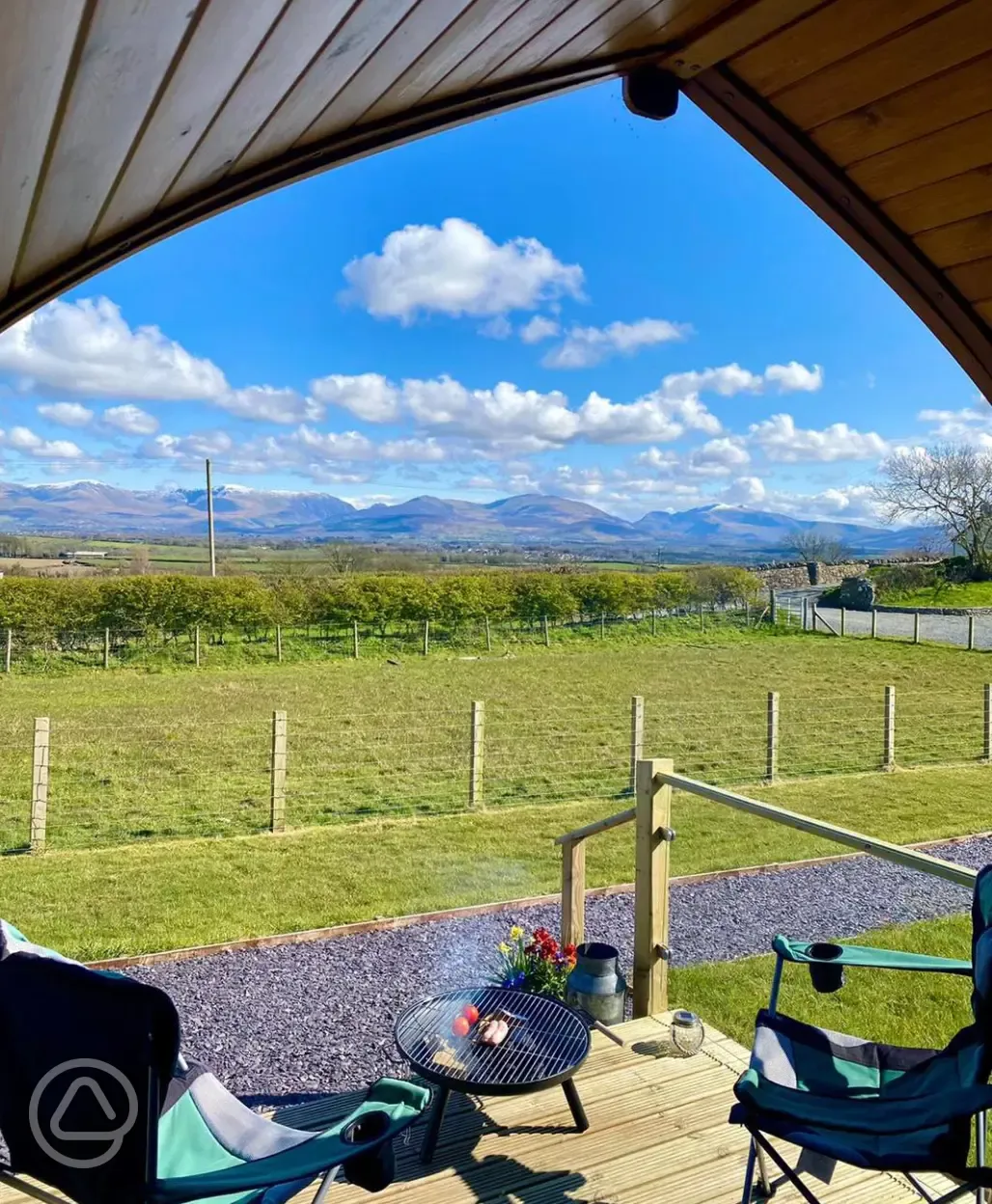 View from the ensuite glamping pod