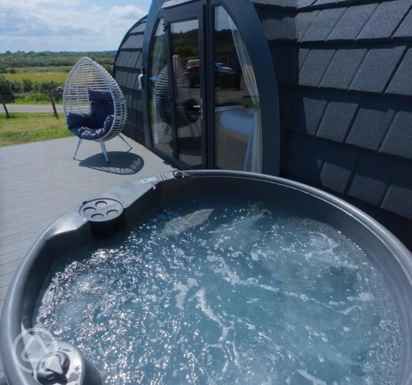 Honeymoon suite pod with hot tub