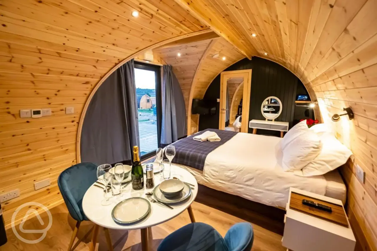 Honeymoon suite pod with hot tub interior