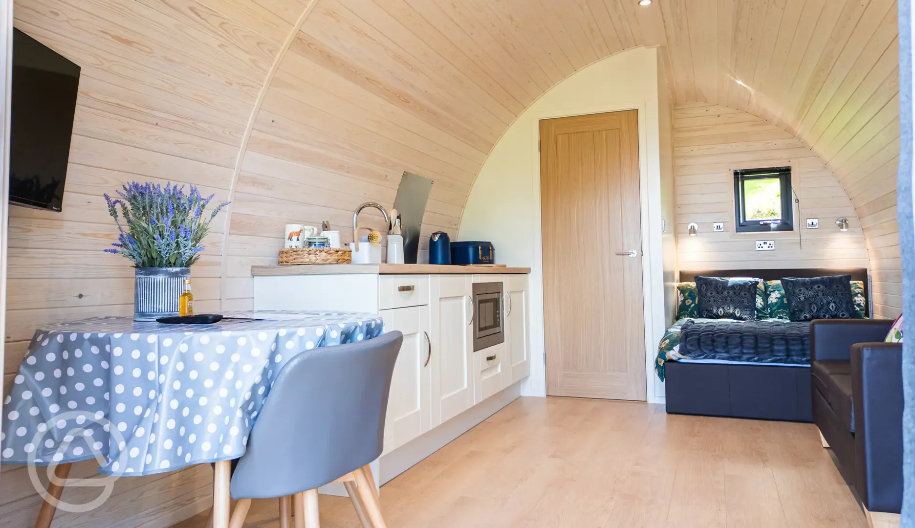 Large glamping pod interior