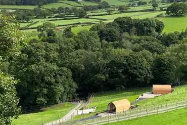 Aerial of the pods and surrounding countryside