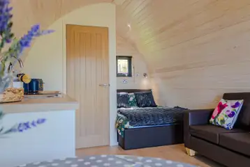 Large glamping pod interior