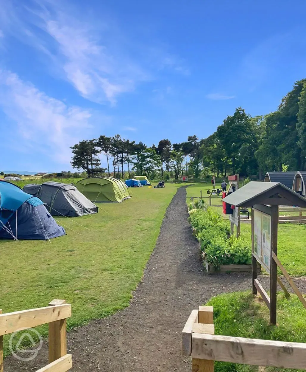 Entrance to the grass pitches and pods