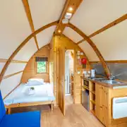 Glamping pod (with optional four person hot tub) interior