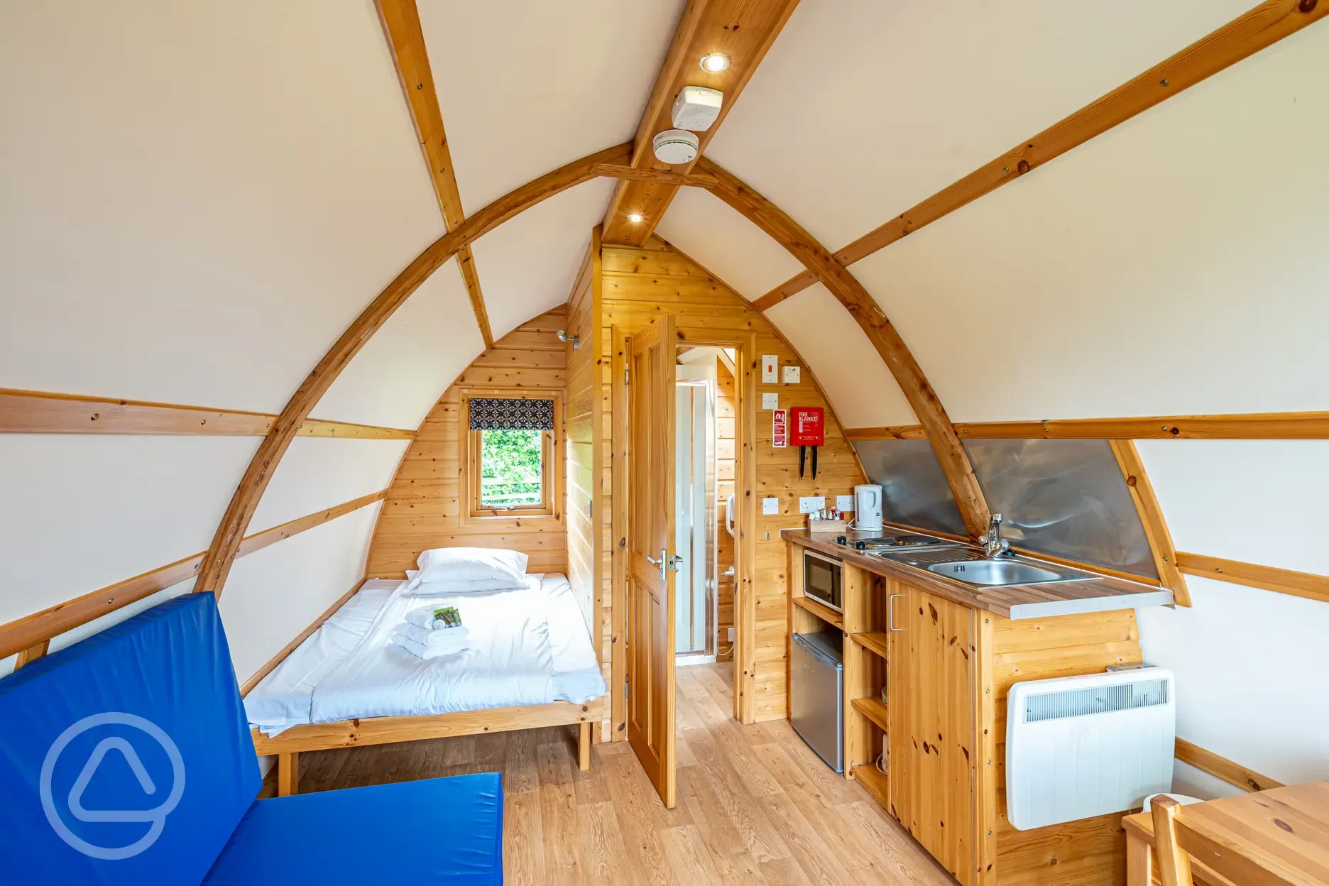 Four person glamping pod interior