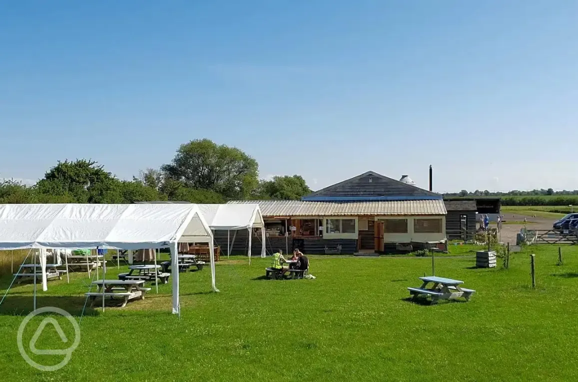 Farm shop and cafe outdoor seating