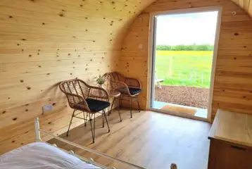 Luxury camping pod interior